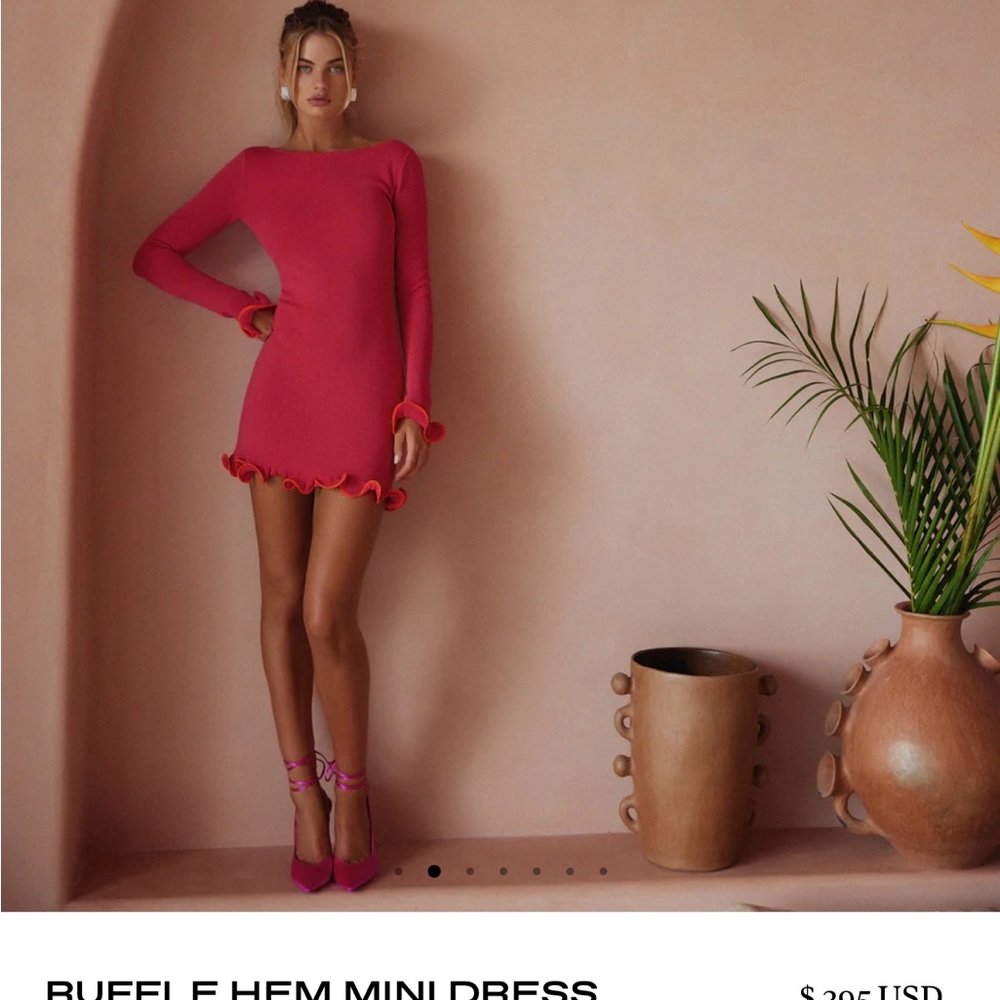 SAME Elegant Pink Ruffle Hem Mini Dress with tags new never worn